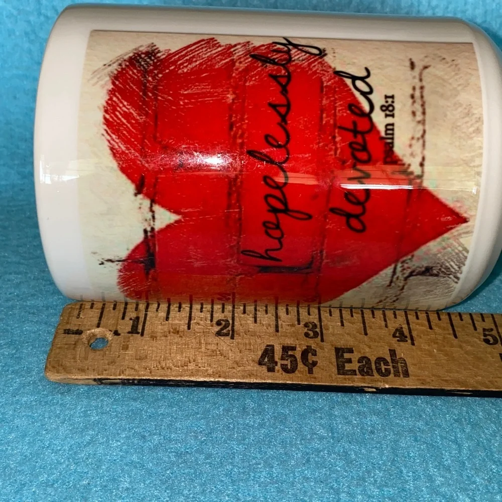 RELIGIOUS heart mug coffee cup “Hopelessly Devoted Psalm 18:1” Made in USA Rare